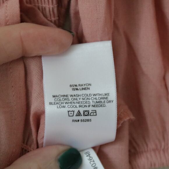 Women's Express Pink Ruched Peplum Top Shirt XS - Picture 7 of 7